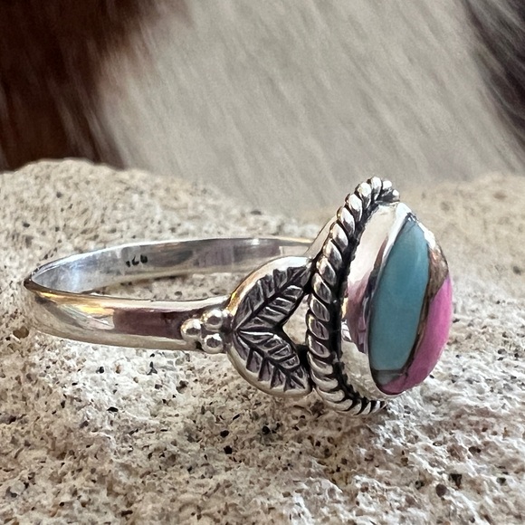 ❤️ Cotton Candy Dahlia Kingman Turquoise Sterling 925 Southwestern Ring Sz 6.5 - Picture 3 of 14